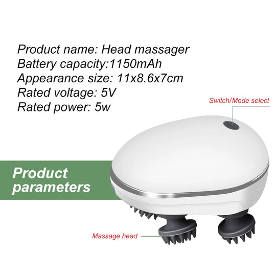 Electric Scalp Massager with Red Light – 3 Modes, Deep Kneading for Hair Growth