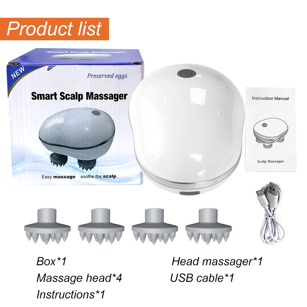 Electric Scalp Massager with Red Light – 3 Modes, Deep Kneading for Hair Growth