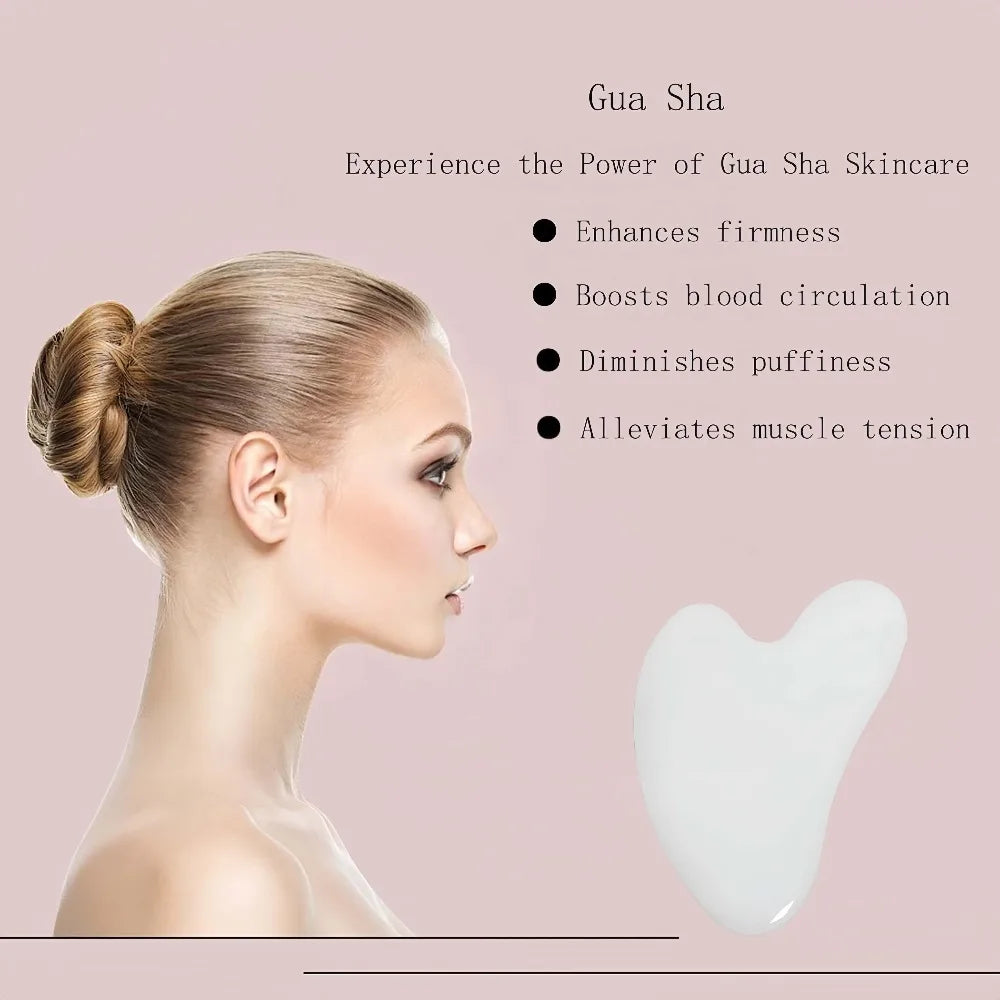 Natural Resin Face Roller & Gua Sha Set – Lifting, De-Puffing & Anti-Wrinkle Facial Massager
