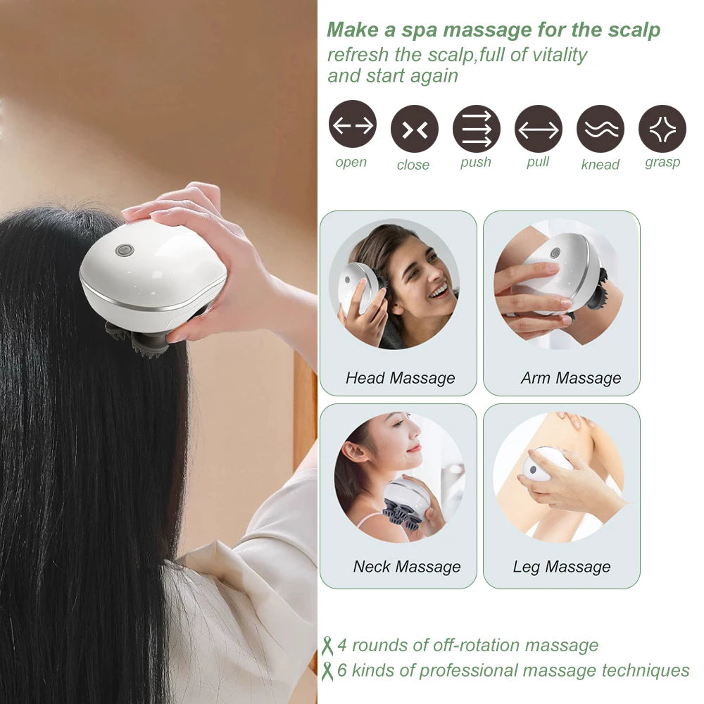 Electric Scalp Massager with Red Light – 3 Modes, Deep Kneading for Hair Growth