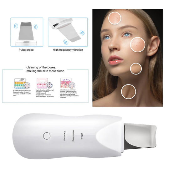 Ultrasonic Skin Scrubber & Face Spatula – Blackhead Remover & Pore Cleanser