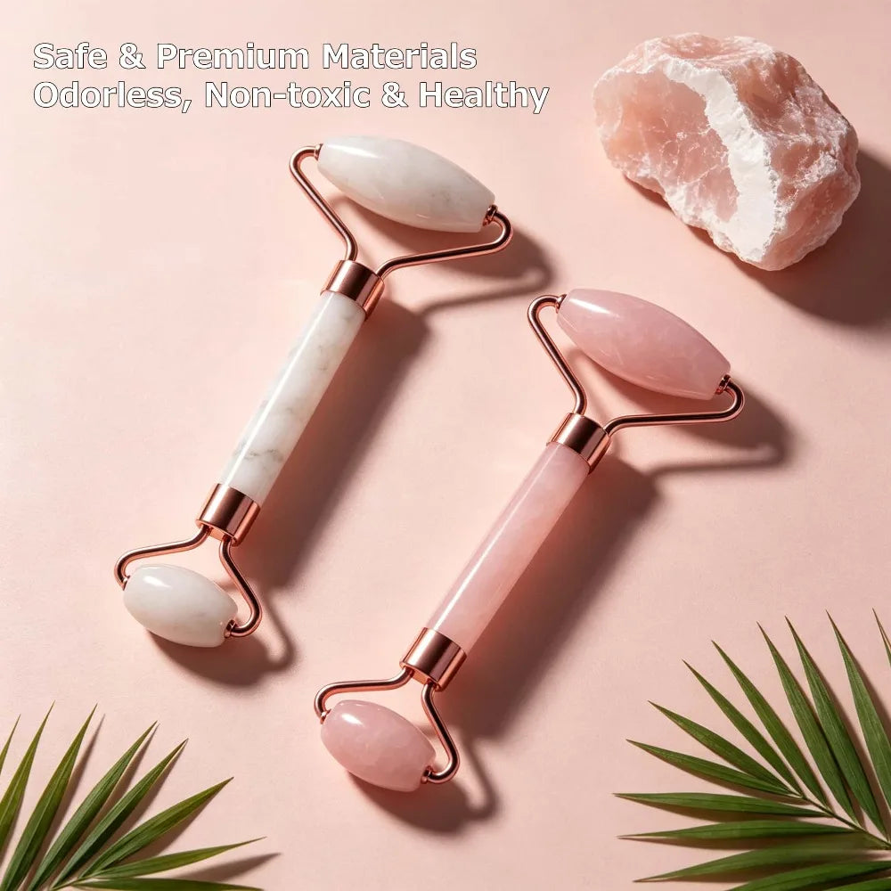 Natural Resin Face Roller & Gua Sha Set – Lifting, De-Puffing & Anti-Wrinkle Facial Massager