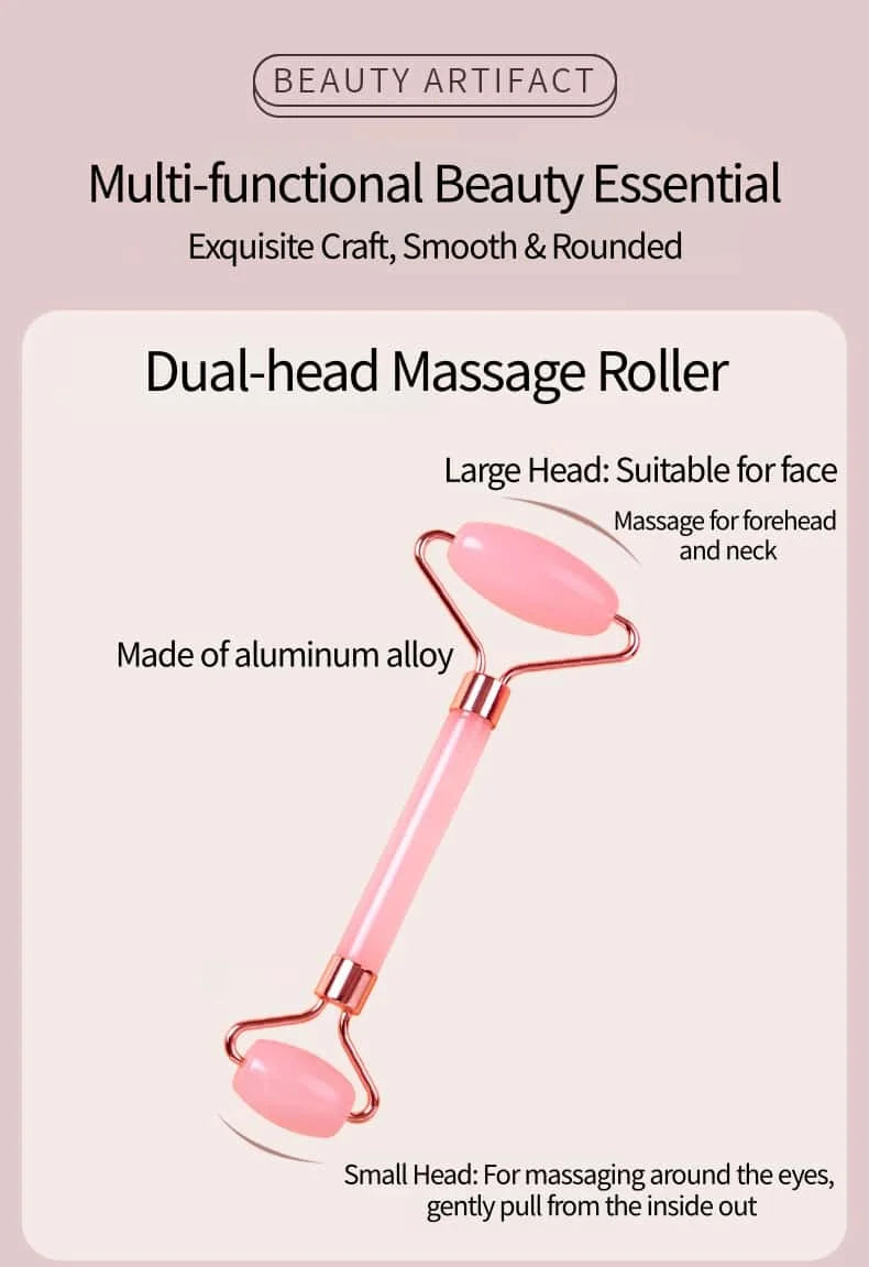 Natural Resin Face Roller & Gua Sha Set – Lifting, De-Puffing & Anti-Wrinkle Facial Massager
