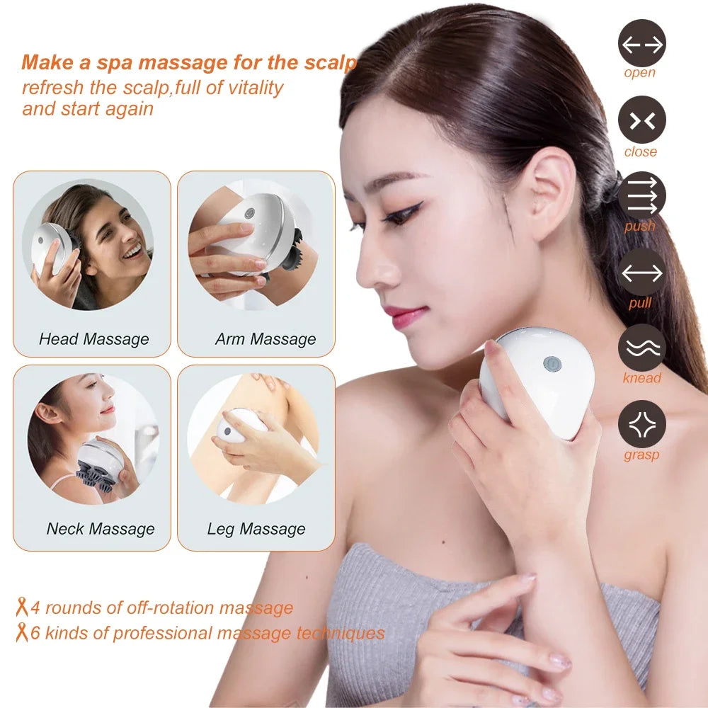 Electric Scalp Massager with Red Light – 3 Modes, Deep Kneading for Hair Growth