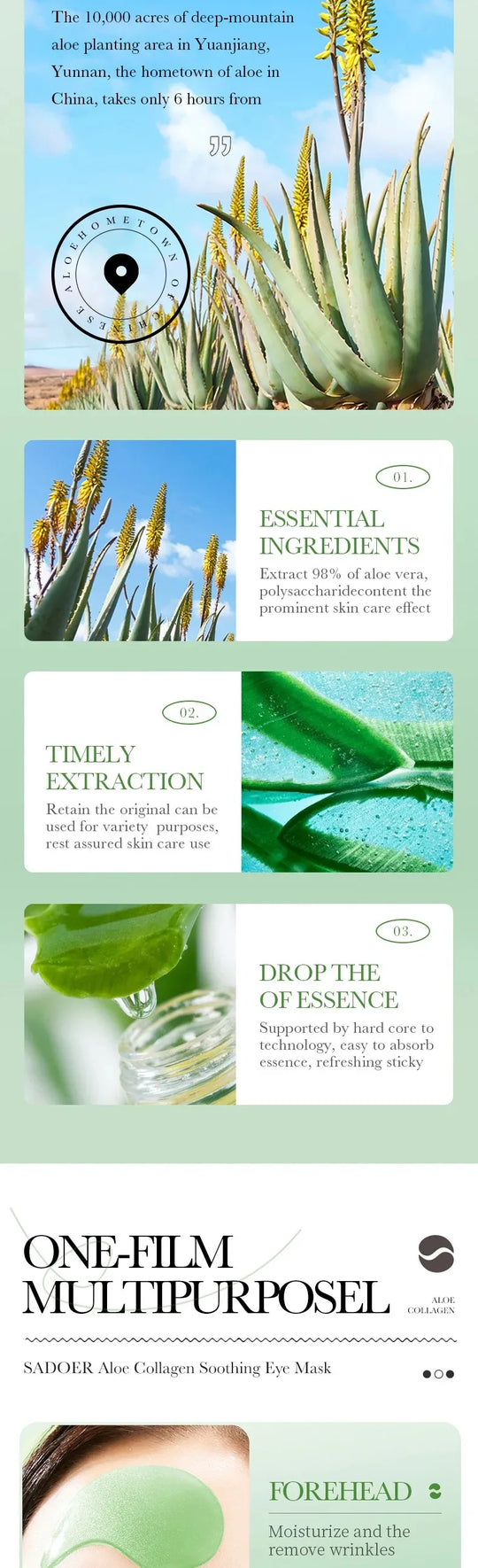 Aloe Vera Collagen Eye Masks 60pcs – Dark Circles & Anti-Wrinkle Patches