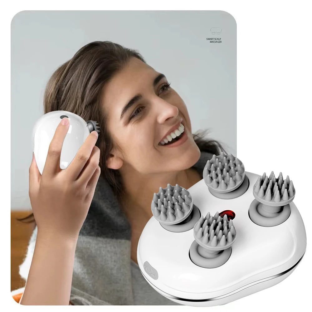 Electric Scalp Massager with Red Light – 3 Modes, Deep Kneading for Hair Growth