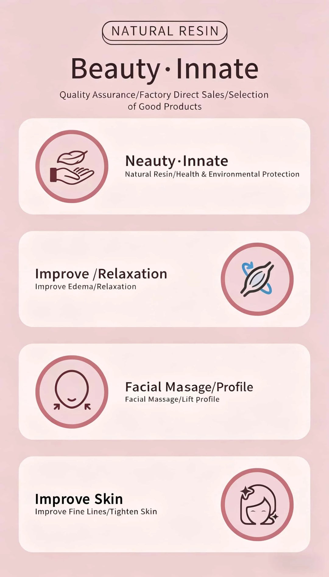 Natural Resin Face Roller & Gua Sha Set – Lifting, De-Puffing & Anti-Wrinkle Facial Massager