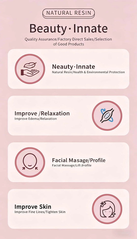 Natural Resin Face Roller & Gua Sha Set – Lifting, De-Puffing & Anti-Wrinkle Facial Massager